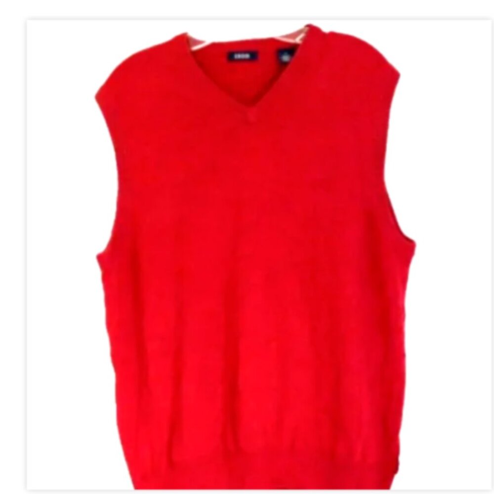 IZOD Men's Sweater Vest Sz M Rusty Red V-Neck Stretch Pullover Sleeveless